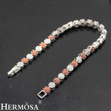Garnet Zircon Floral Bracelet 7'' Women Wedding Party Present