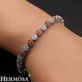 Garnet Zircon Floral Bracelet 7'' Women Wedding Party Present