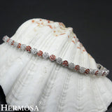 Garnet Zircon Floral Bracelet 7'' Women Wedding Party Present