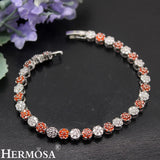 Garnet Zircon Floral Bracelet 7'' Women Wedding Party Present