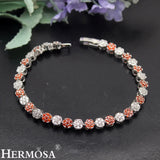 Garnet Zircon Floral Bracelet 7'' Women Wedding Party Present