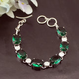 Green Topaz Chain Bracelet for Women 7.5 Inch