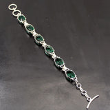 Green Topaz Chain Bracelet for Women 7.5 Inch