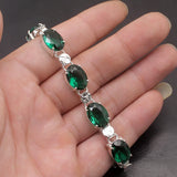 Green Topaz Chain Bracelet for Women 7.5 Inch