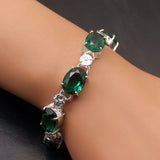 Green Topaz Chain Bracelet for Women 7.5 Inch