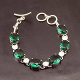 Green Topaz Chain Bracelet for Women 7.5 Inch