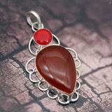 Unique Red Agate Coral Charms Pendant Necklace Jewelry Gift