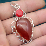 Unique Red Agate Coral Charms Pendant Necklace Jewelry Gift