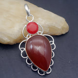 Unique Red Agate Coral Charms Pendant Necklace Jewelry Gift