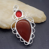 Unique Red Agate Coral Charms Pendant Necklace Jewelry Gift
