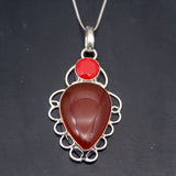 Unique Red Agate Coral Charms Pendant Necklace Jewelry Gift