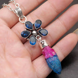 Vintage ShinyTopaz Necklace Pendant Charms 3.1 Inch
