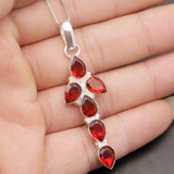 Hermosa Holy Cross Garnet Charms Necklace Pendant A689