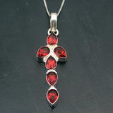 Hermosa Holy Cross Garnet Charms Necklace Pendant A689