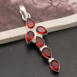 Hermosa Holy Cross Garnet Charms Necklace Pendant A689