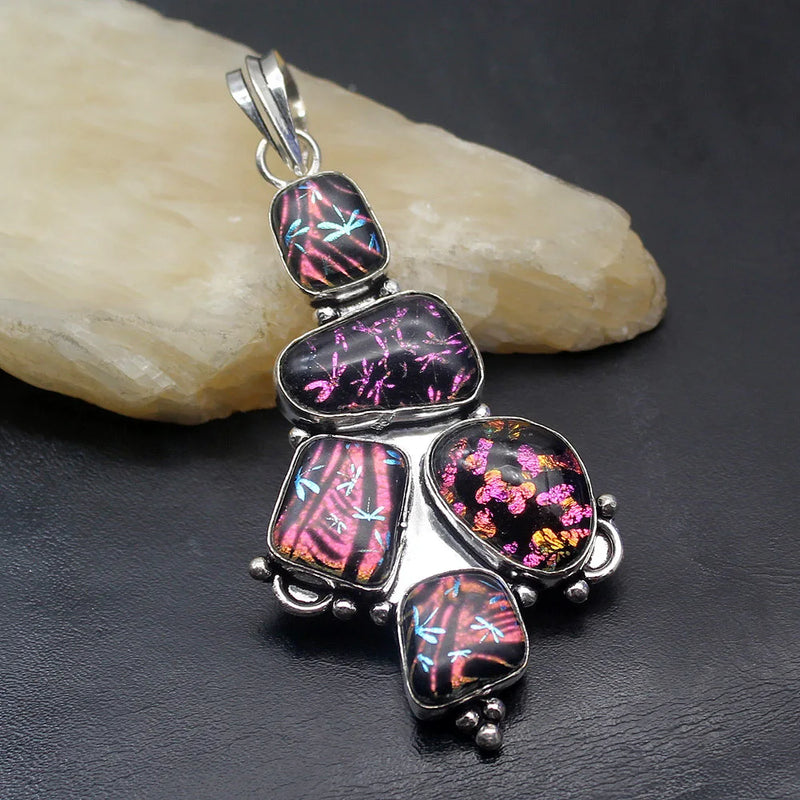 Hermosa Jewelry Dichroic Glass Pendant Necklace Charm