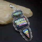 Hermosa Jewelry Dichroic Glass Silver Charm Necklace Pendant