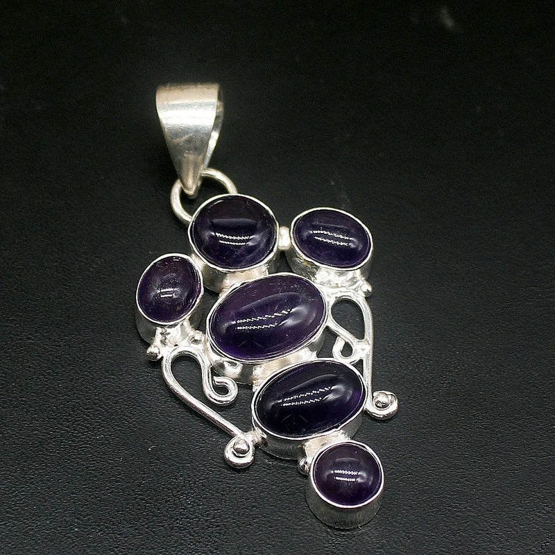 Purple Charoite Silver Charm Necklace Pendant