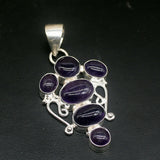 Purple Charoite Silver Charm Necklace Pendant
