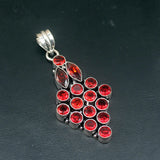 Blood Red Garnet Silver Charm Necklace Pendant for Women