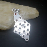 Blood Red Garnet Silver Charm Necklace Pendant for Women