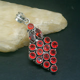 Blood Red Garnet Silver Charm Necklace Pendant for Women