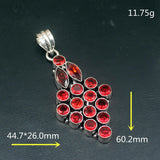 Blood Red Garnet Silver Charm Necklace Pendant for Women