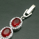 Dark Red Ellipse Tennis Bracelet Silver Bracelets 7 inch