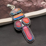 Colorful Dichroic Glass Silver Pendant Necklace for Women Girls Men