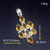 Yellow Citrine Silver Charm Necklace Pendant for Women