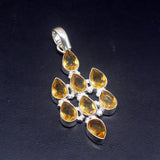 Yellow Citrine Silver Charm Necklace Pendant for Women