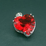 Heart Shape Garnet Silver Necklace Pendant for Women
