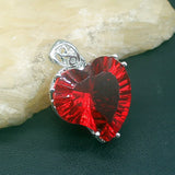 Heart Shape Garnet Silver Necklace Pendant for Women