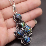 Hermosa Dichroic Glass Silver Pendant Necklace 75mm DH49