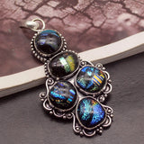 Hermosa Dichroic Glass Silver Pendant Necklace 75mm DH49