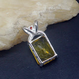 Yellow Citrine Garnet Silver Charm Necklace Pendant