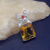 Yellow Citrine Garnet Silver Charm Necklace Pendant