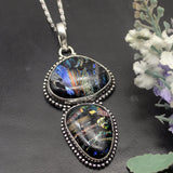 Hermosa Dichroic Glass Silver Pendant Necklace Charm