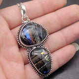 Hermosa Dichroic Glass Silver Pendant Necklace Charm