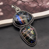 Hermosa Dichroic Glass Silver Pendant Necklace Charm