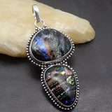 Hermosa Dichroic Glass Silver Pendant Necklace Charm