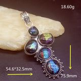 Vintage Dichroic Glass Silver Charm Necklace Pendant