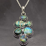 Dichroic Glass Silver Pendant Necklace Charm 75mm DH38