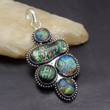 Dichroic Glass Silver Pendant Necklace Charm 75mm DH38
