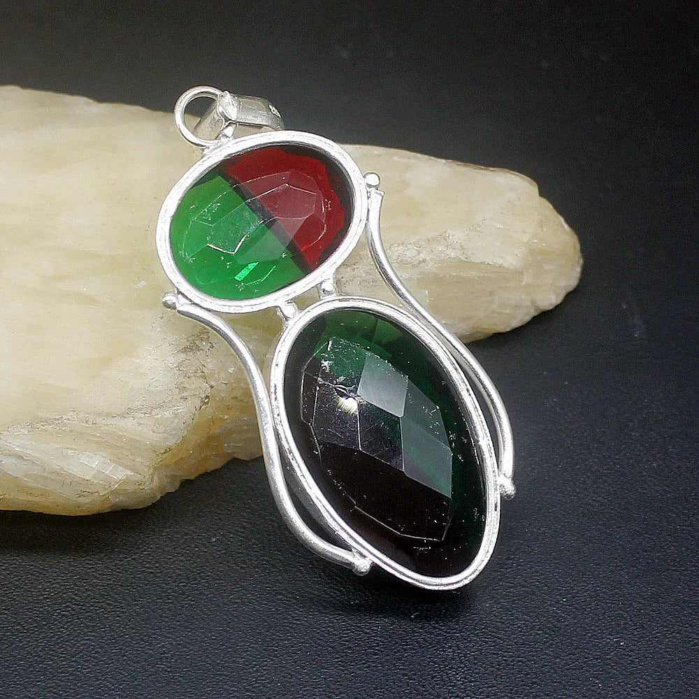 Hermosa Jewelry Dichroic Glass Silver Charm Necklace Pendant