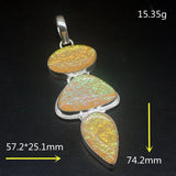 Hermosa Dichroic Glass Silver Charm Necklace Pendant
