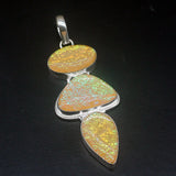 Hermosa Dichroic Glass Silver Charm Necklace Pendant