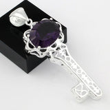 Hermosa Jewelry Amethyst Key Shape Necklace Pendant