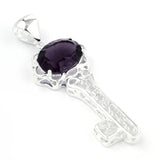 Hermosa Jewelry Amethyst Key Shape Necklace Pendant