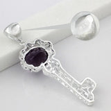 Hermosa Jewelry Amethyst Key Shape Necklace Pendant